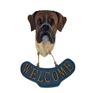 Boxer Dog Bust Welcome Wall Hanging Sign Home Decor